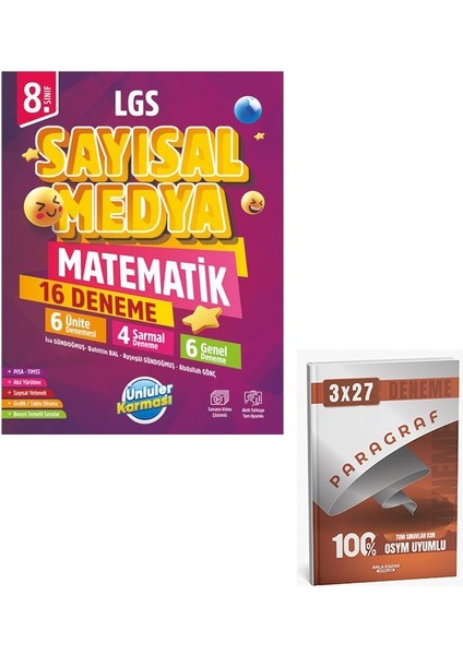 Ünlüller 2026 8. Sınıf Sayısal Medya Matematik 16 Deneme+Anla Kazan Paragraf