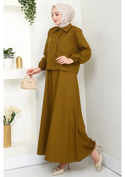 Faylin Ceket Elbise Ikili Takım 1565 - Yağ Yeşili modelleri