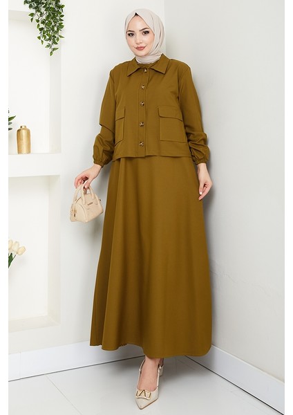 Faylin Ceket Elbise Ikili Takım 1565 - Yağ Yeşili indirimleri