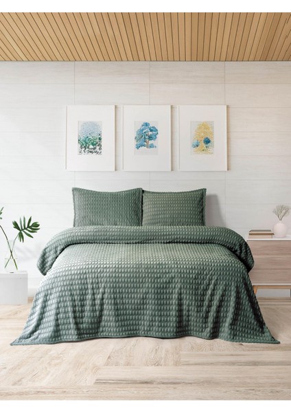 Modern Twist 3 Parça Çift Kişilik Battaniye Seti Kutulu 220X240 Haki fiyatları