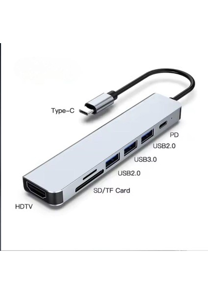 Usb-C 7 In 1 Çoklayıcı PD100W Hızlı Şarjlı 4K 60Hz HDMI Usb-A Sd Kart Girişli Adaptör fiyatları