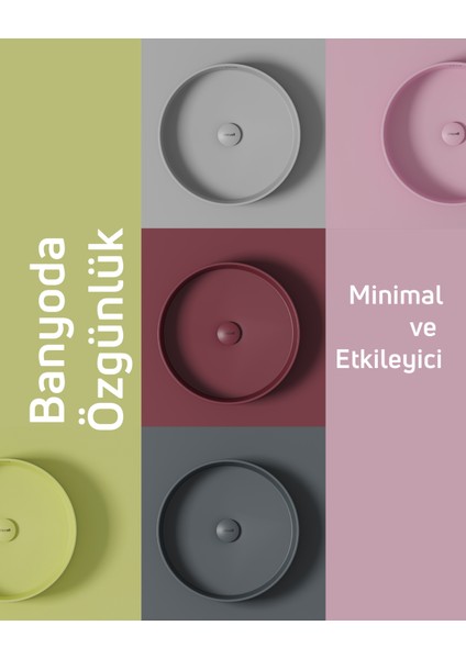 Loop Yuvarlak Masa Üstü Çanak Lavabo Ø45 cm Extra Limon Çiçeği