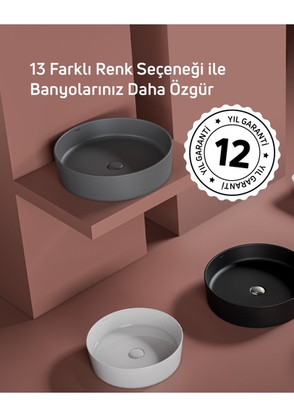 Loop Yuvarlak Masa Üstü Çanak Lavabo Ø45 cm Extra Limon Çiçeği