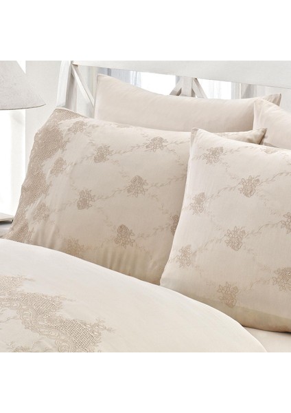 Iris Işlemeli Pamuk Saten Çift Kişilik 6 Parça Nevresim Takımı modelleri