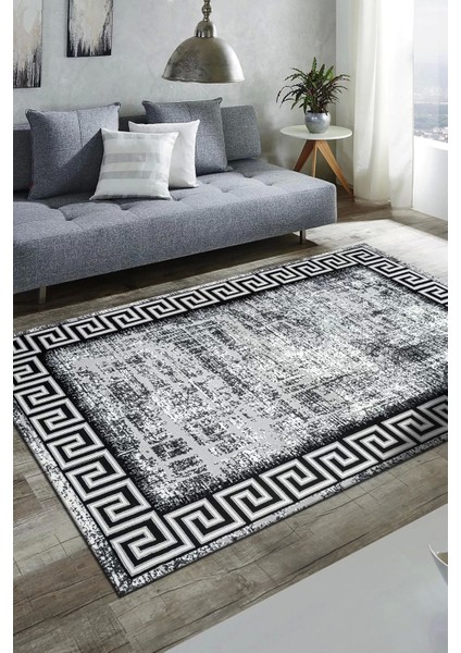 Perra Collection Modern Salon ve Oturma Odası Halısı - Gri Siyah