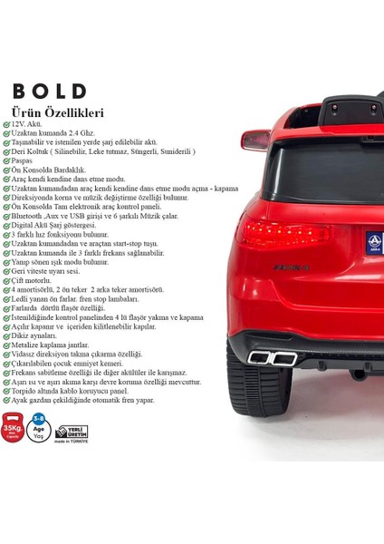 Legosh Akülü Araba Uzaktan Kumandalı Bold Gt 4x2 Deri Koltuk modelleri