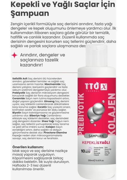 -X Prebiyotik & Kolajen Kepekli ve Yağlı Saçlar Şampuan 250ML