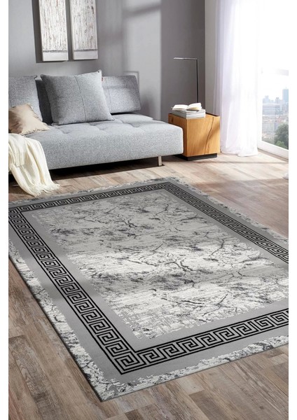 Perra Collection Modern Salon ve Oturma Odası Halısı - Gri Siyah