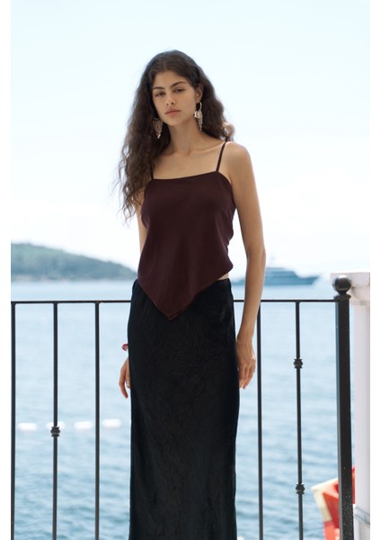 Alytih Üçgen Detay Bordo Crop