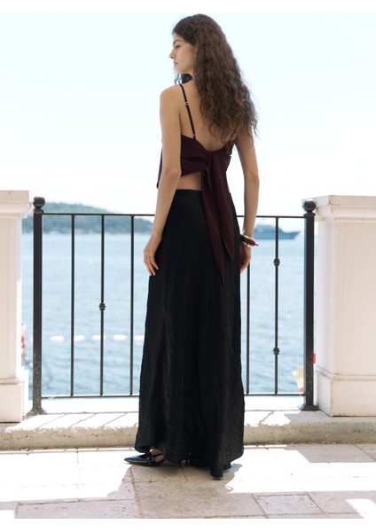 Alytih Üçgen Detay Bordo Crop indirimleri