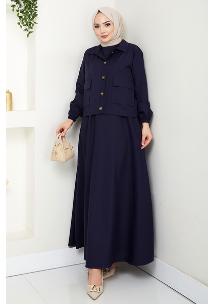 Faylin Ceket Elbise Ikili Takım 1565 - Lacivert