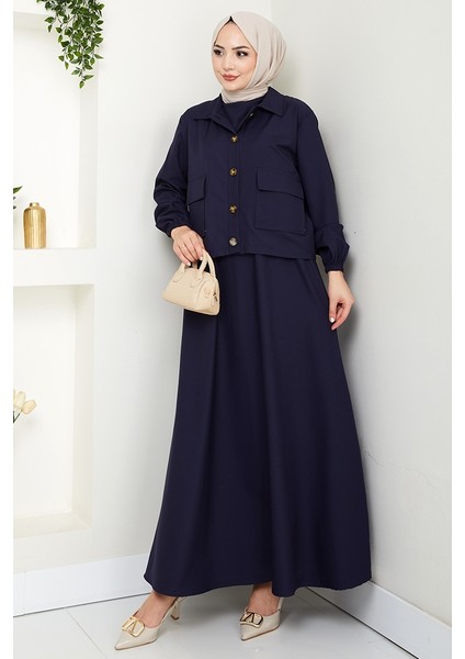 Faylin Ceket Elbise Ikili Takım 1565 - Lacivert modelleri