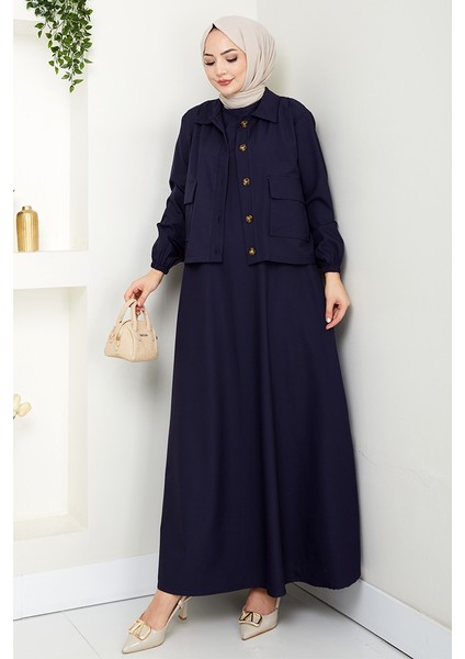 Faylin Ceket Elbise Ikili Takım 1565 - Lacivert indirimleri