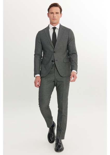 Slim Fit Dar Kesim Mono Yaka Çift Pantolonlu Takım Elbise