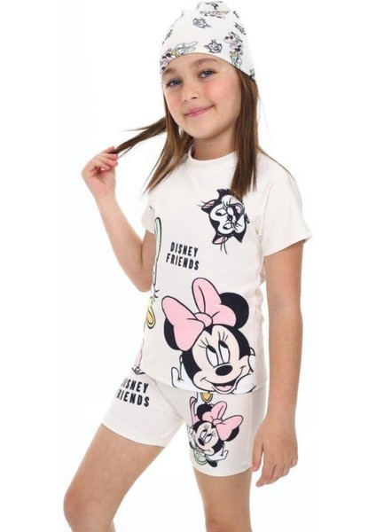 Trend Yeni Sevimli Çizgi Karakter Baskılı 3 Parça Dalgıç Kumaş -Uv Korumalı- Taytlı-Kız Mayo
