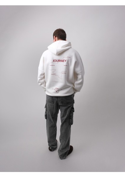 Journey, Ekru Oversize Kapüşonlu Sweatshirt