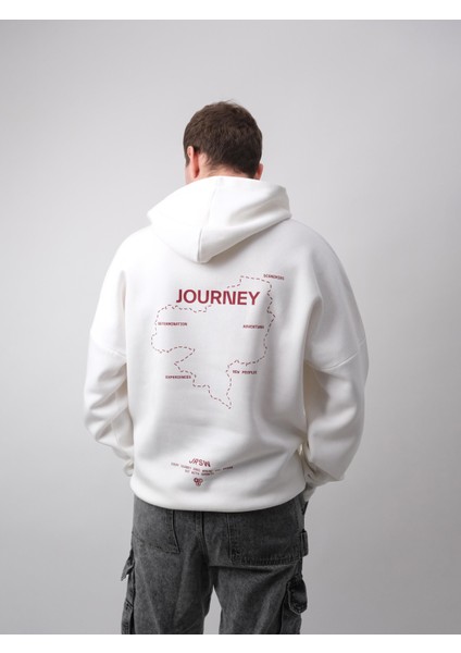 Journey, Ekru Oversize Kapüşonlu Sweatshirt