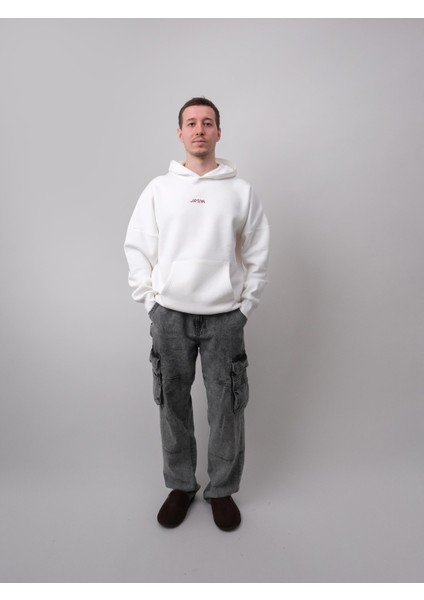 Journey, Ekru Oversize Kapüşonlu Sweatshirt