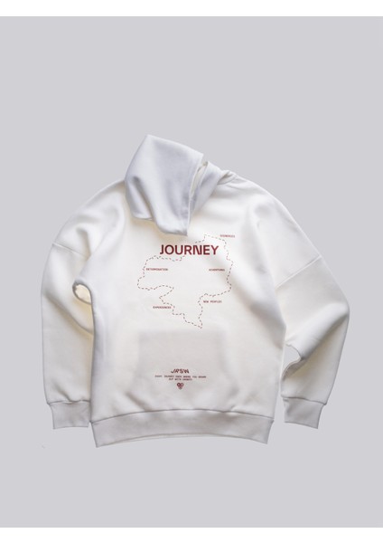 Journey, Ekru Oversize Kapüşonlu Sweatshirt