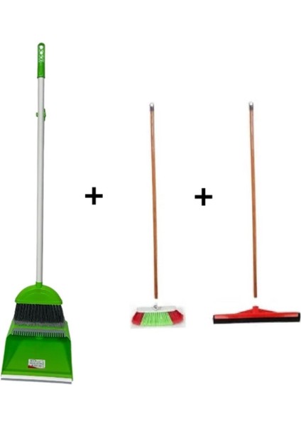 3 Lü Temizlik Seti Ahşap Saplı Fırça Çekpas Çekçek Lux Katlanabilir Faraş fiyatları