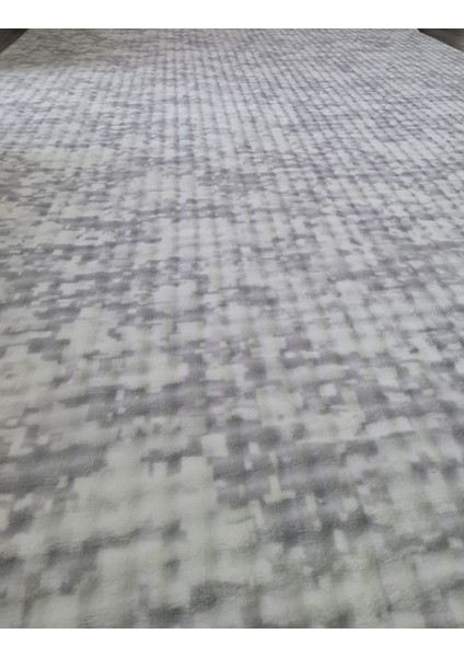 Konforsa Gri - Krem Renginde Modern Desenli Bubble Halı – Yumuşak Dokulu, Leke Tutmaz, Kaymaz Keçe Tabanlı Halı