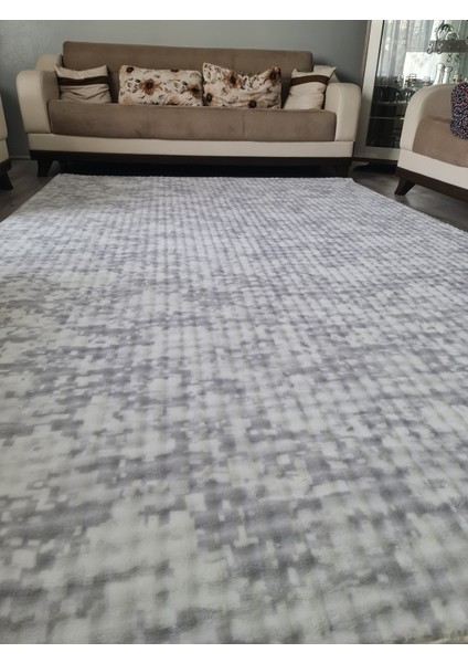Konforsa Gri - Krem Renginde Modern Desenli Bubble Halı – Yumuşak Dokulu, Leke Tutmaz, Kaymaz Keçe Tabanlı Halı modelleri