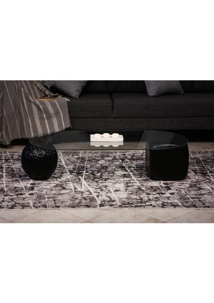 Modern Orta Sehpa & Top Sehpa Cam Sehpa & Küre Orta Sehpa - 1 Dragon (Siyah) Top & 1 Siyah Zar - Oval - Şeffaf Cam fırsatları