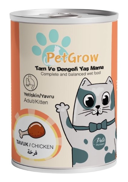Tavuk Etli Yavru ve Yetişkin Tam ve Dengeli Kıyılmış Kedi Konservesi 400 Gr.