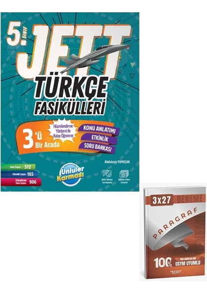 Ünlüler 2026 5.sınıf Jett Türkçe Fasiküller+Anla Kazan Paragraf
