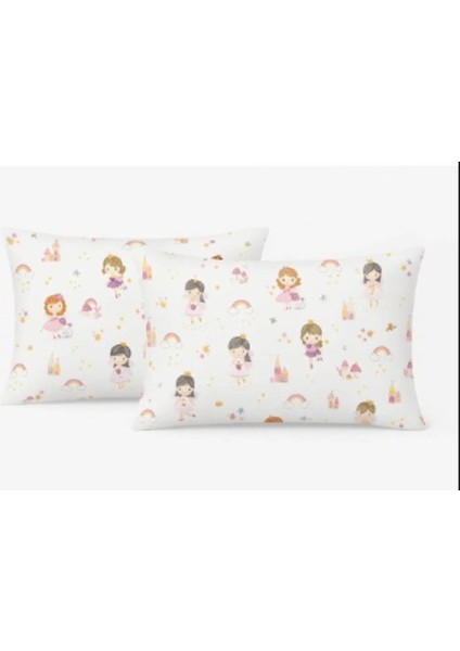 Kareli Prensesli Yastık Kılıfı %100 Pamuk 2'li