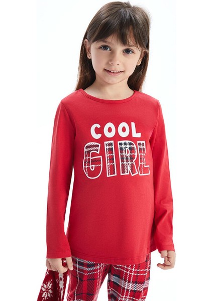 Bisiklet Yaka Uzun Kollu Yılbaşı Temalı Kız Bebek Pijama Takımı (W4)