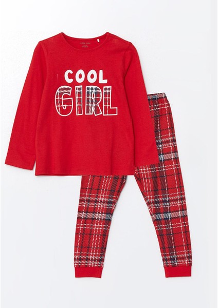 Bisiklet Yaka Uzun Kollu Yılbaşı Temalı Kız Bebek Pijama Takımı (W4)