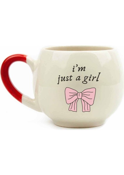 I Am Just A Girl! Krem Parlak Balon Kupa - Hediyelik Kupa Fincan Mug