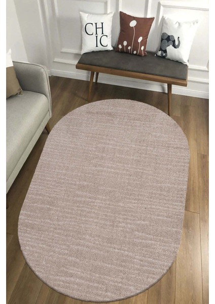 Moopy Oval Bej Bukleli Yumuşak Soft Dokuma Yolluk Halı Salon Halısı LP1007A_BEJ