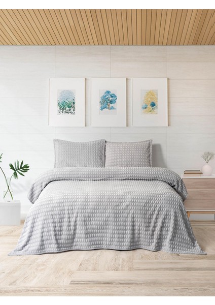 Modern Twist 3 Parça Çift Kişilik Battaniye Seti Kutulu 220X240 Açık Gri fiyatları