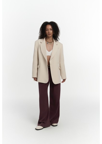 Solara Arkası Düğmeli Naturel Blazer modelleri