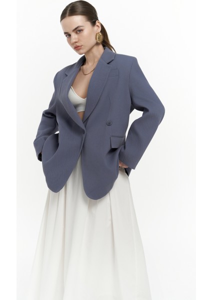 Solara Arkası Düğmeli Indigo Blazer fiyatları
