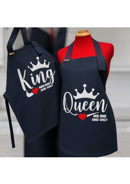 By Gg Design King & Queen Nakışlı Mutfak Önlük(2'li)
