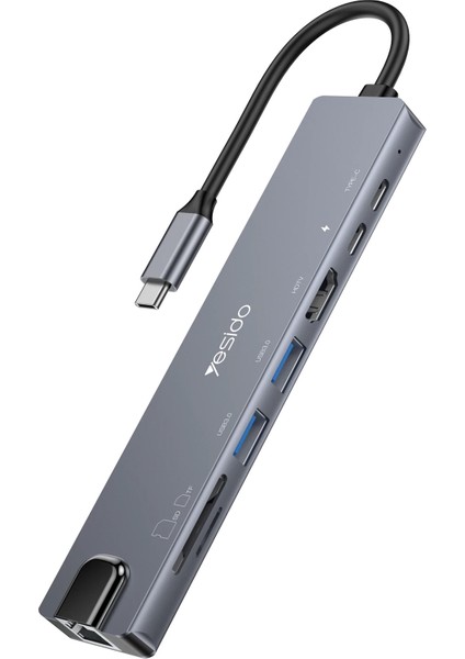 Macbook Pro Air USB Type-C Hub Dönüştürücü Çoklayıcı USB HDMI 4K Tf, Sd, Pd, Ethernet 8in1 100W Pd 1