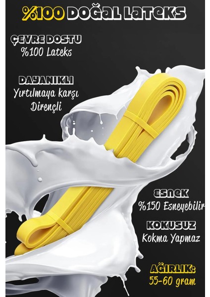 5 kg Sarı Direnç Bandı – Kas Geliştirme Pilates Lastiği Hafif Sert Fitness Egzersiz Bandı