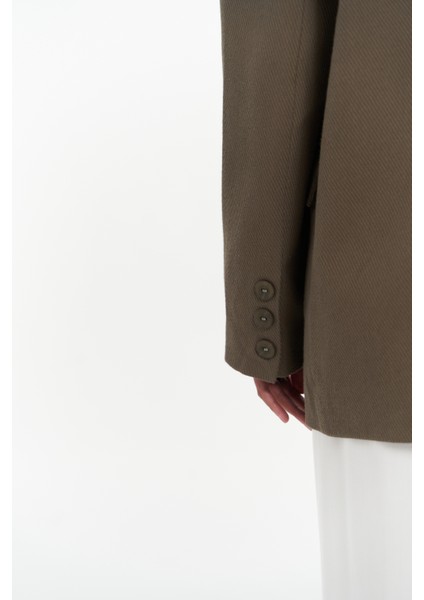 Solara Arkası Düğmeli Yeşil Blazer