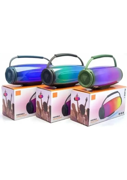 Taşinabilir Kablosuz Bluetooth Hoparlör Pluse 6 (Mavi)