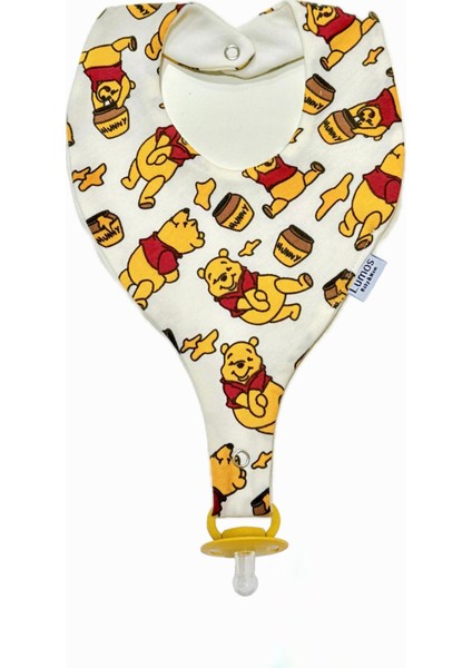 Emzik Tutucu Mama Önlüğü - Winnie The Pooh Desenli %100 Pamuk Kumaş Emzik Askısı