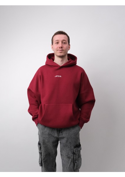 Journey, Bordo Oversize Kapüşonlu Sweatshirt
