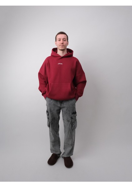 Journey, Bordo Oversize Kapüşonlu Sweatshirt
