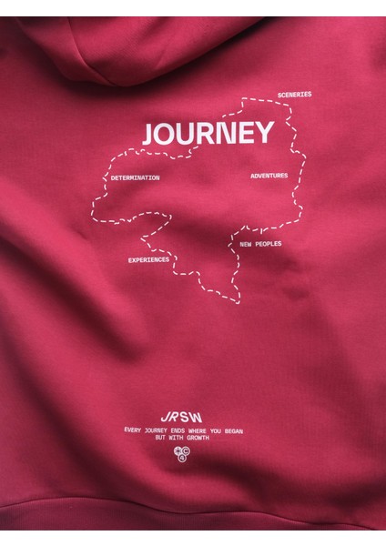 Journey, Bordo Oversize Kapüşonlu Sweatshirt
