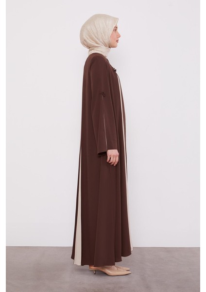 Kahve Şerit Kesim Detaylı Ferace fiyatları