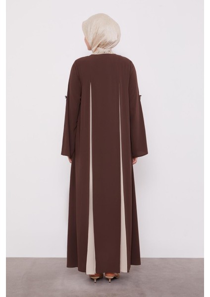 Kahve Şerit Kesim Detaylı Ferace fırsatları