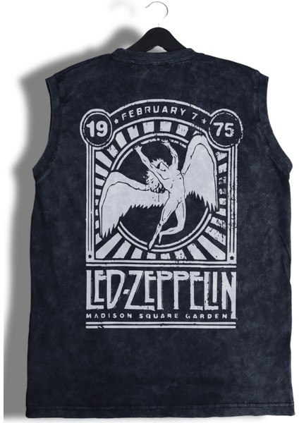 LED Zeppelin 1975 Sırt Baskılı Yıkamalı Kolsuz Tişört,unisex Rock Band Temalı Sıfır Kol Retro Atlet modelleri