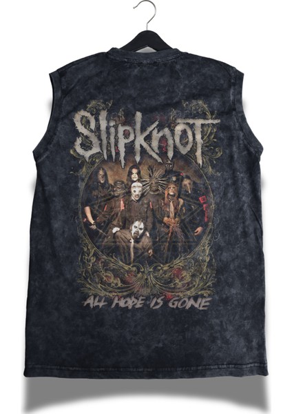 Slipknot All Hope Is Gone Sırt Baskılı Yıkamalı Bisiklet Yaka Kolsuz Tişört modelleri